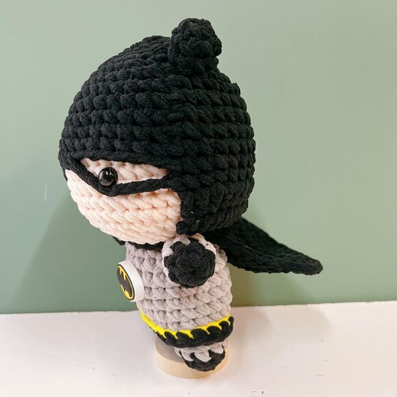 Batman Crochet Doll | Handmade Amigurumi Superhero Plush | Cute Batman Toy - Picture 4 of 11
